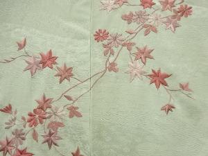 アンティーク　絞り紅葉に枝花模様刺繍絵羽織